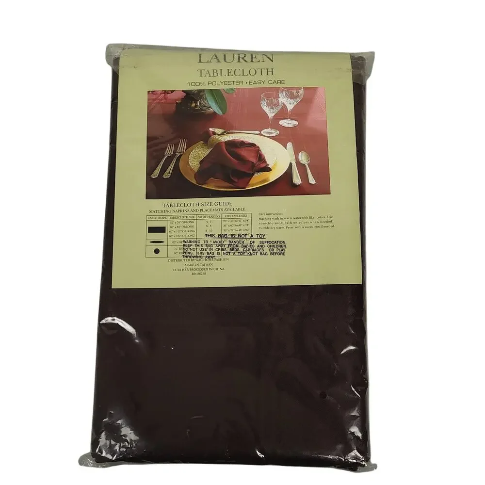 Vintage Lauren Tablecloth 60x102 Oblong Chocolate Brown NEW 11-2305-33